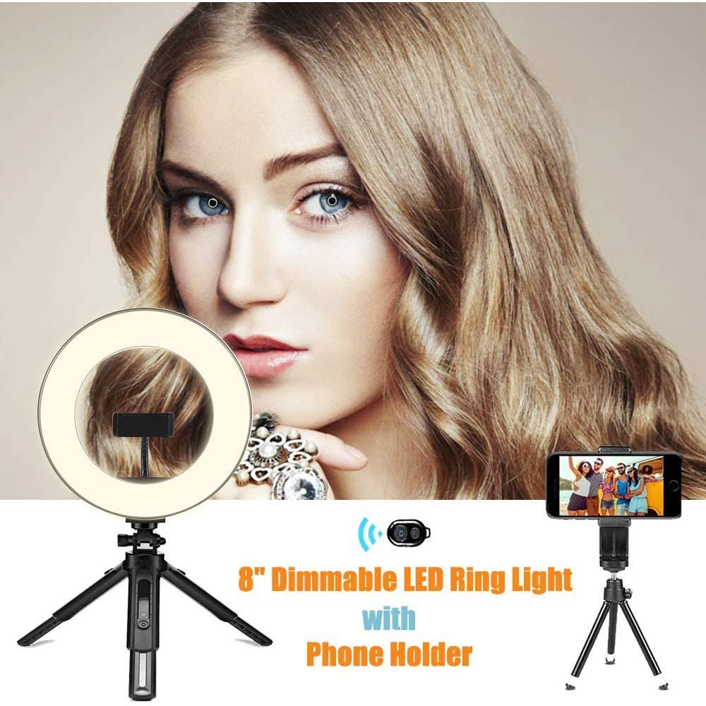 Anello Luminoso LED da 10 Pollici Selfie Ring Light con 3 modalità di Illuminazione Dimmerabile LED Camera Desk Ring Light Kit con treppiede e Supporto per Cellulare