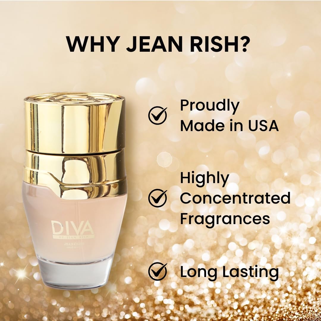 Jean Rish Diva Perfume for Women Eau De Parfum, Long-Lasting Luxury Fragrance, Made In USA - Rose, Peach, Musk, Patchouli Scent - 100ml / 3.4 oz - Image 4