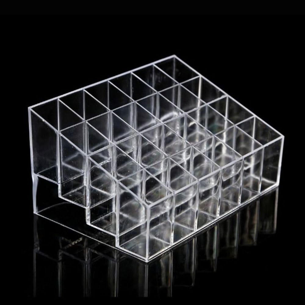 Lipstick Stand Case Multi-purpose Clear Makeup Organizer Storage Box 24 Grid Jewelry Organizer Box(24 cells)