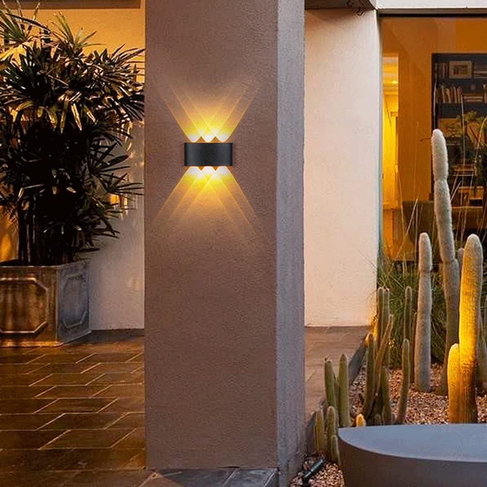 Lampa ścienna LED, zewnętrzna lampa ścienna LED 6 W, górne i dolne kinkiety oświetleniowe z odlewanego aluminium, ogród IP44 do korytarzy, pil