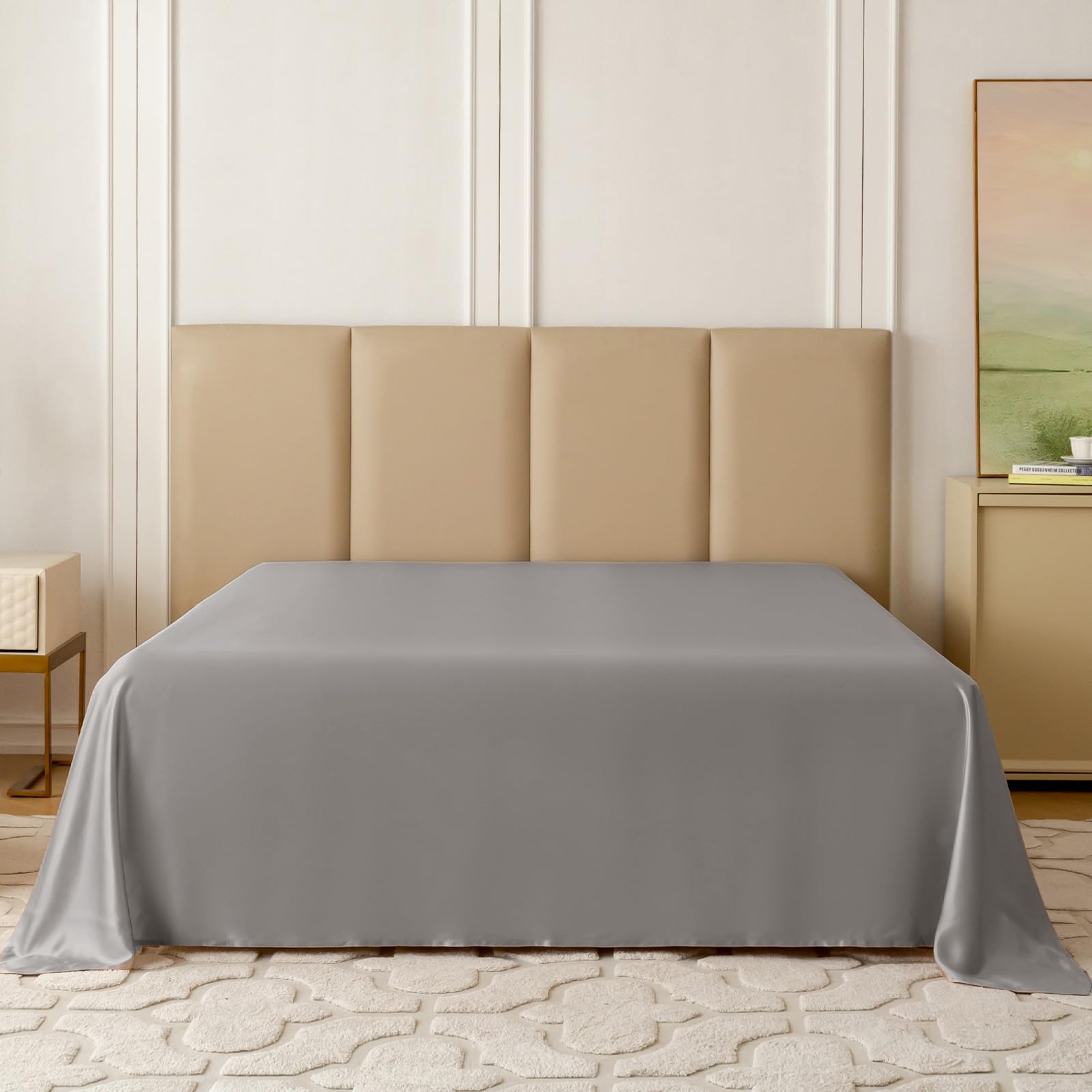 THXSILK 22 Momme 1 Pcs Silk Flat Sheet, 100% Top Grade Pure Mulberry Silk Bed Sheet Breathable Cooling Comfortable Safe Material Ultra Soft Bedding