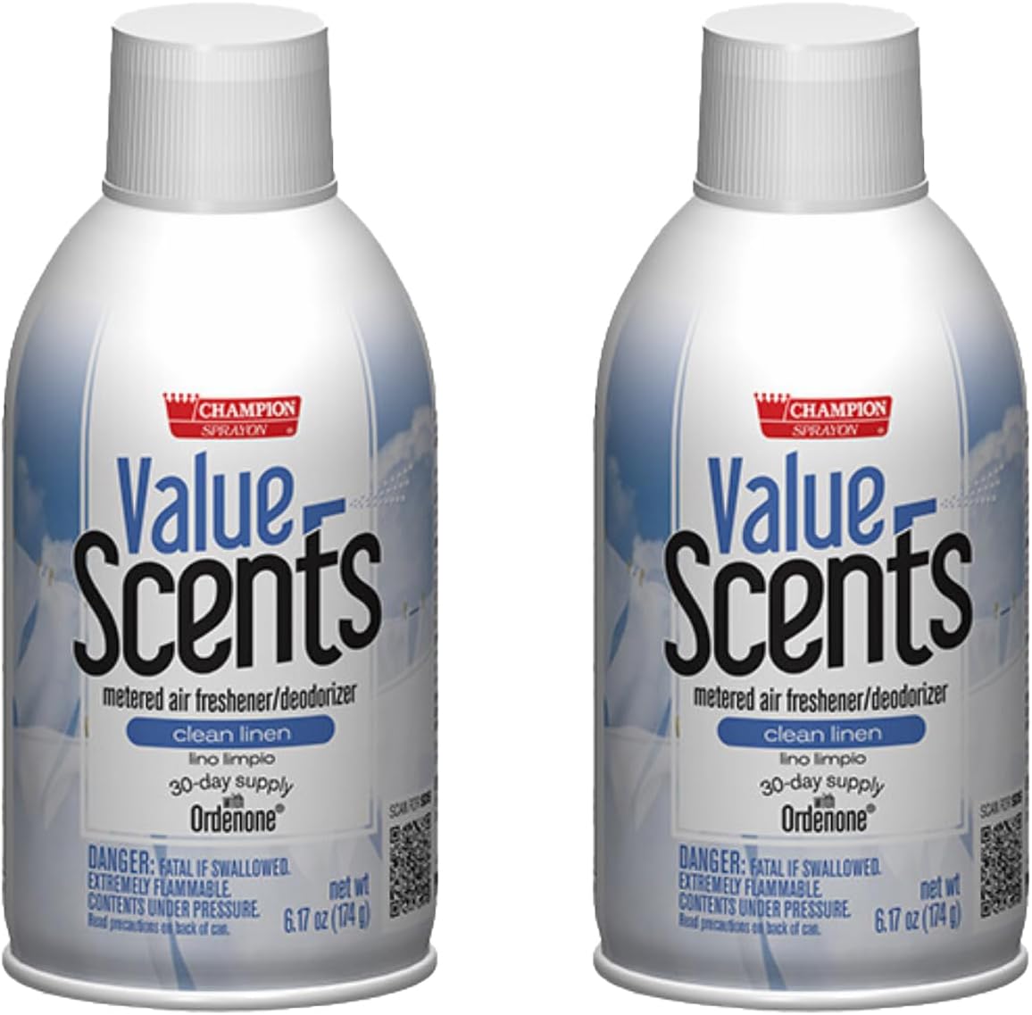 Champion Sprayon ValueScents Metered Air Freshener Refill 7 oz, Odor Control Fragrance, Clean Linen (2 Pack)