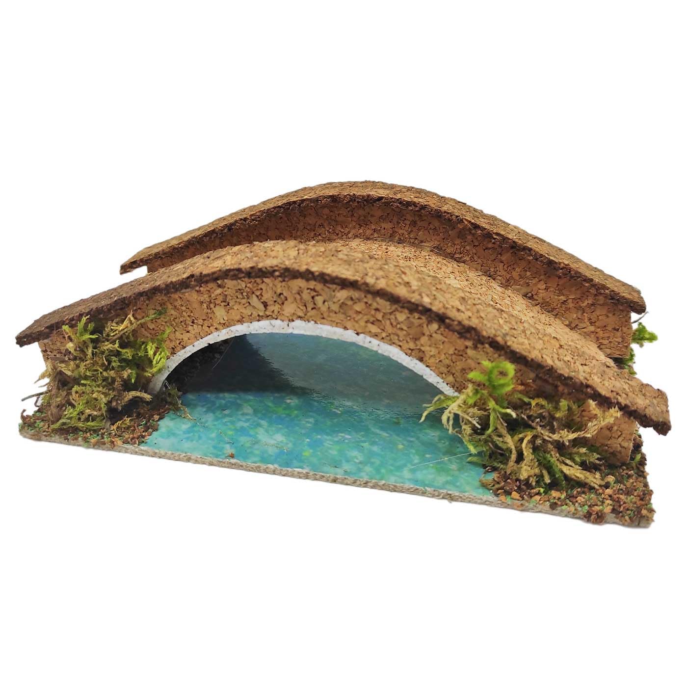 Acan Tradineur - Puente con río para Portal de belén, Corcho, Adorno para Nacimiento, Pesebre, Navidad, decoración Tradicional, Fabricado en España, 16 x 9 x 5 cm