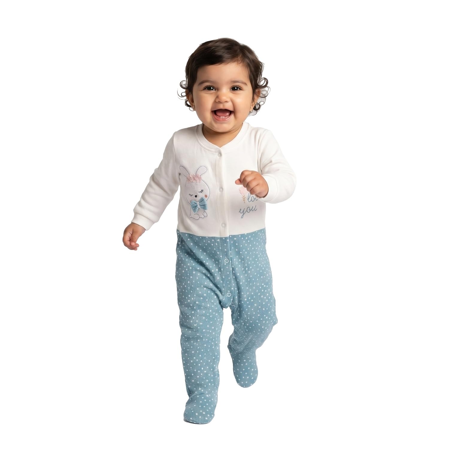 nautinati Baby Girls 100% Cotton Full Length Printed Sleepsuit with Snap Buttons | Age 0-2 Years-picture-41