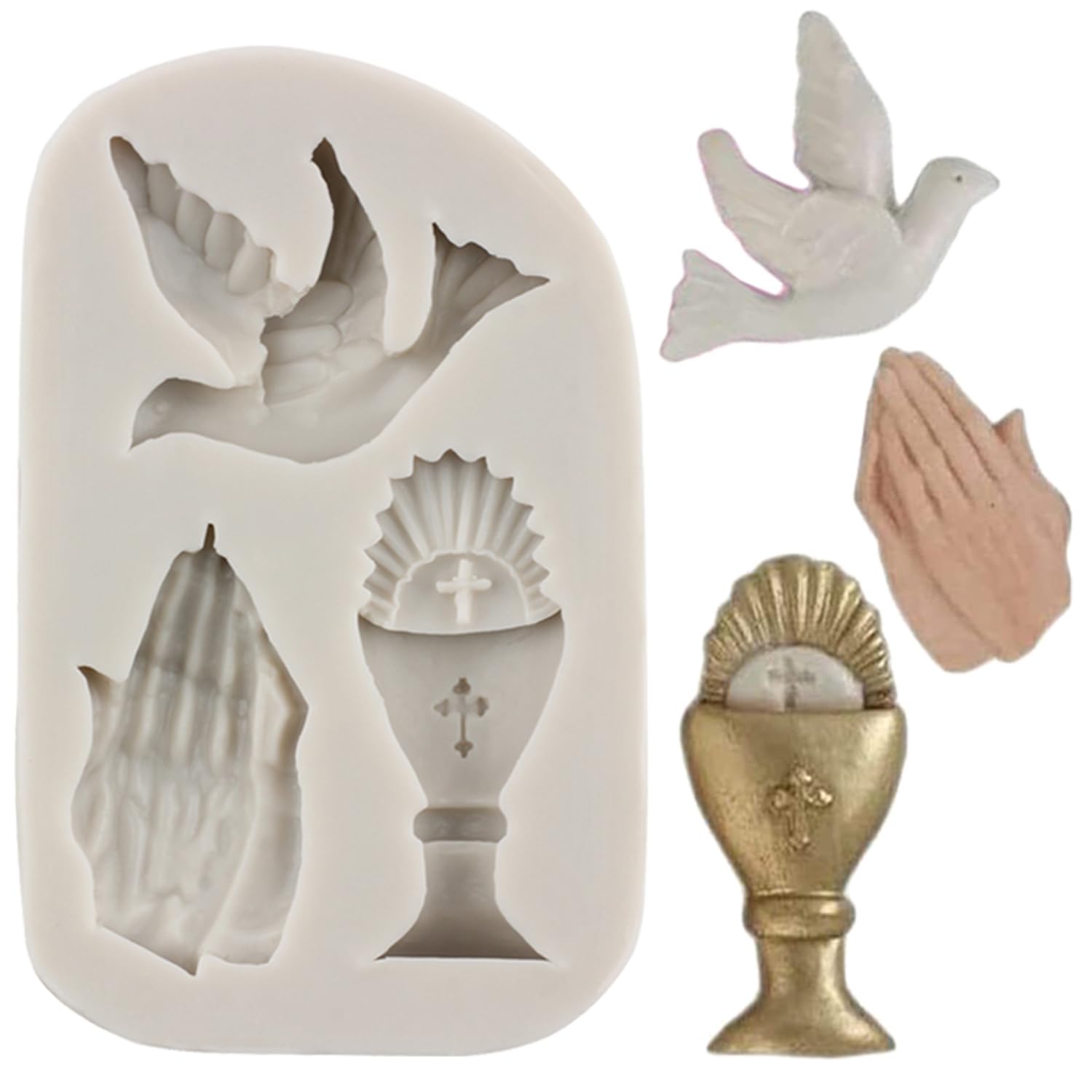 Communion Silicone Mold Dove Fondant Molds Praying Hands Candy Mold For Cake Decorating Cupcake Topper Candy Chocolate Gum Paste Polymer Clay