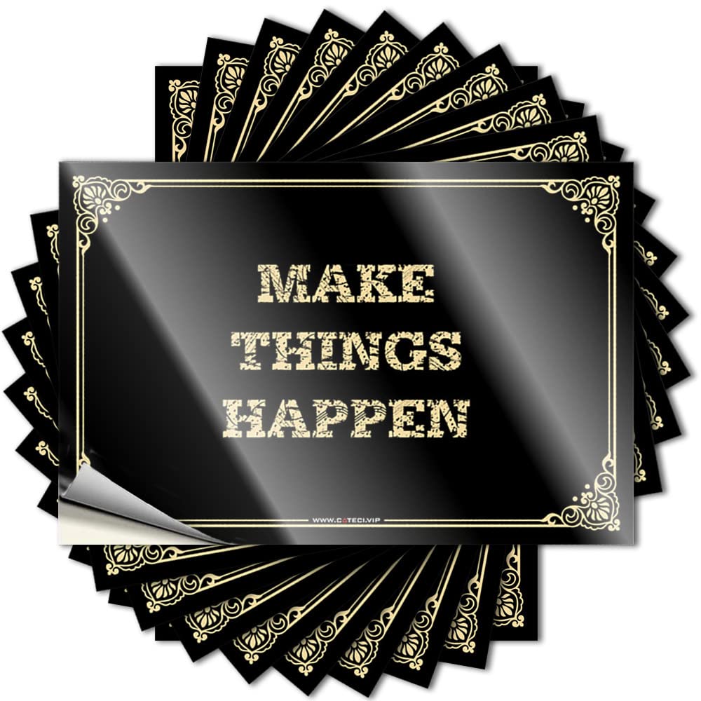 Fzfn Colour Stickers Bedroom Decorations Peel And Stick - Make Things Happen Window Metal Waterproof Vinyl For Mold(12X18cm)