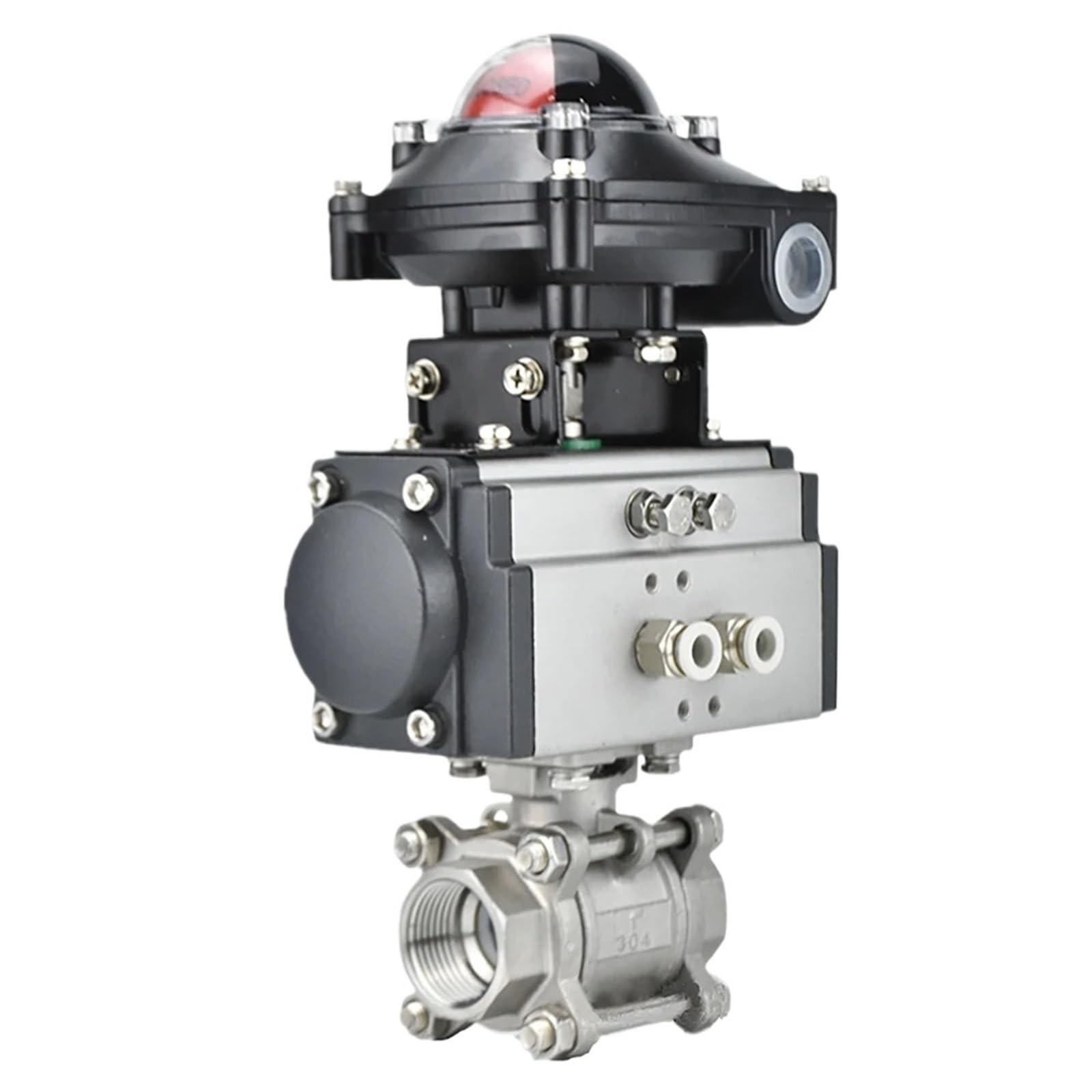 Vanne pneumatique inox 304 double effet 1-1/4 vanne motorisée 3 pièces