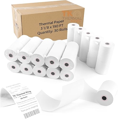 Miniatura 20 de (10 rollos) Papel térmico de 2 1/4" x 165', papel de recibo POS para caja registradora de negocio minorista, se adapta a la mayoría de terminales