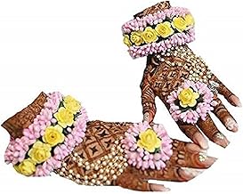 IJYA Sihan Handicrafts Flower Hathphool Hand Jewellery Set Haldi Baby Shower Mehndi Godbharai Set For Women Girls ( Multicolor )