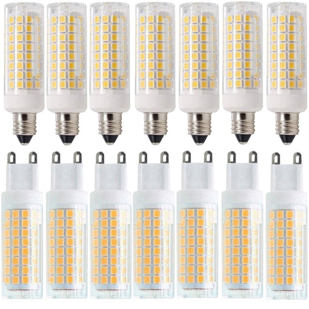 YSJX Lighting, Confezione da 10 lampadine a LED a mais AC220V G4/G9/E11/E12/E14/E17 9W dimmerabili in ceramica + PC Light 102 LED(Warm White,E17)