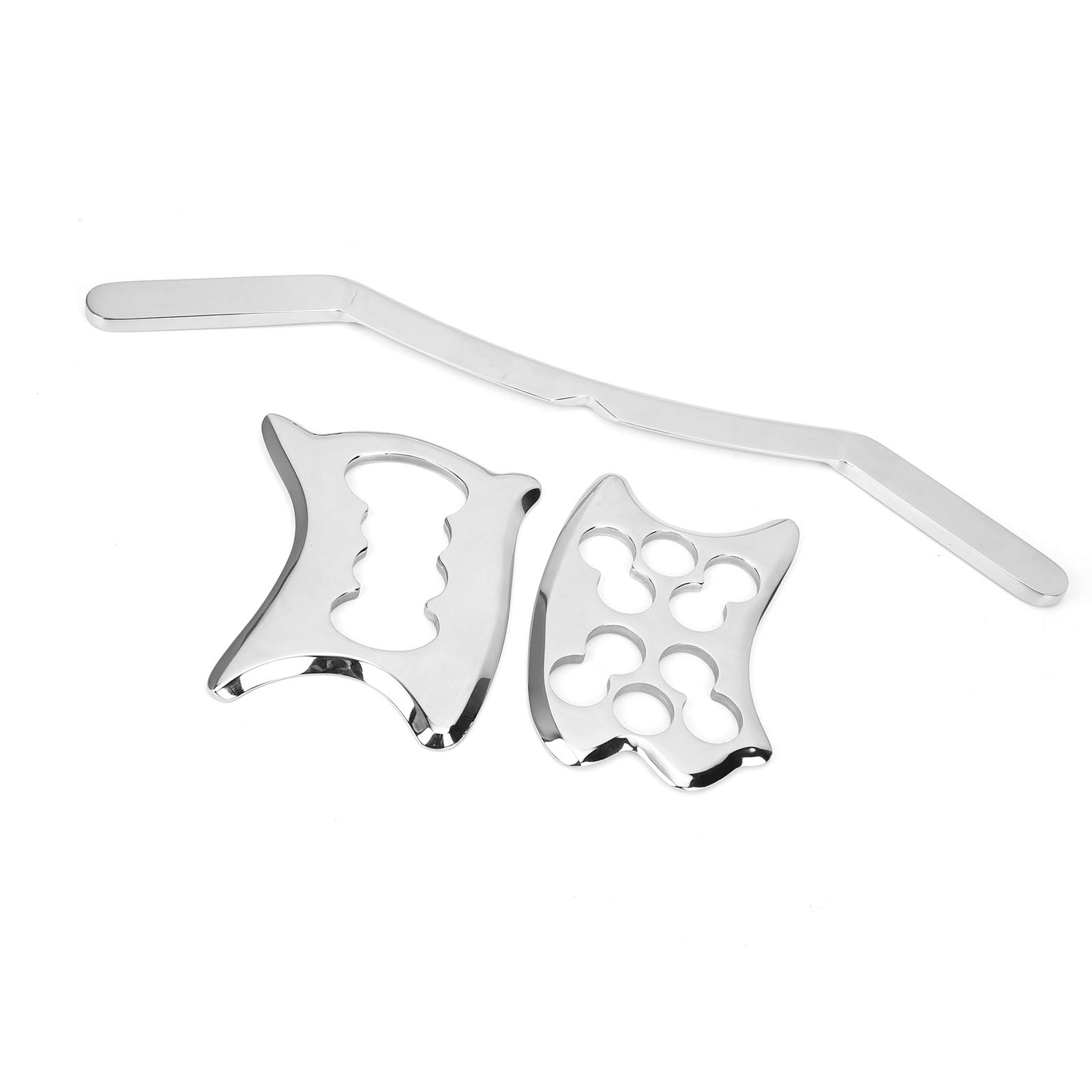 Strumenti per raschiare Gua Sha in acciaio inossidabile Piastre per massaggio corpo lucidate a specchio per sollievo dalla spalla del collo Set da 3 pezzi