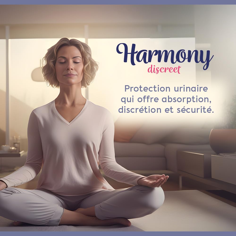 40 Serviettes Hygiéniques Incontinence Femme - Protection Urinaire Femme - Serviette Post Accouchement - Absorbante & Anti-Odeur - Fabriqué en France - 6 Gouttes - Pack 1 mois - Harmony Discreet