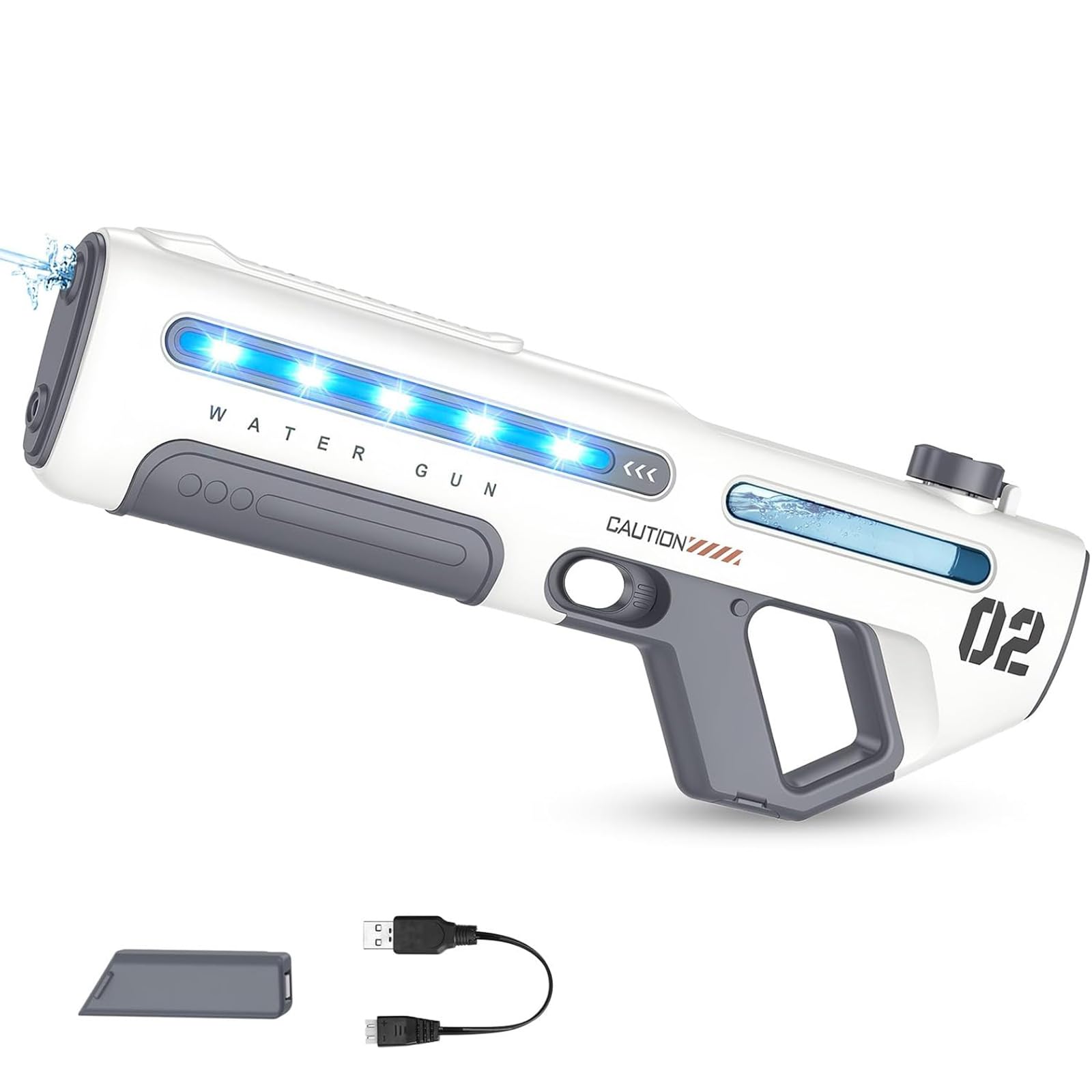 Electric Water Gun for Kids and Adults,Automatic Fill Up Squirt Gun Pistol with Colorful Lights,Powerful Squirt Guns with 20-26 FT Long Range,Water Pistol Toys for Summer Outdoor Pool Beach ﻿ (White)