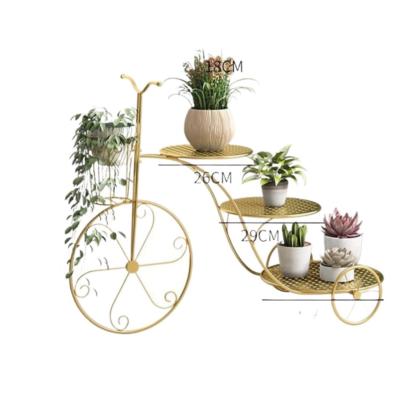 Flower Stand Plant Stand Plant Rack Metal Bicycle Shape Plant Stands Multiple Plant Rack Holder Flower Shelf Display Plant Shelf Plant Holder Indoor Outdoor(Gold)