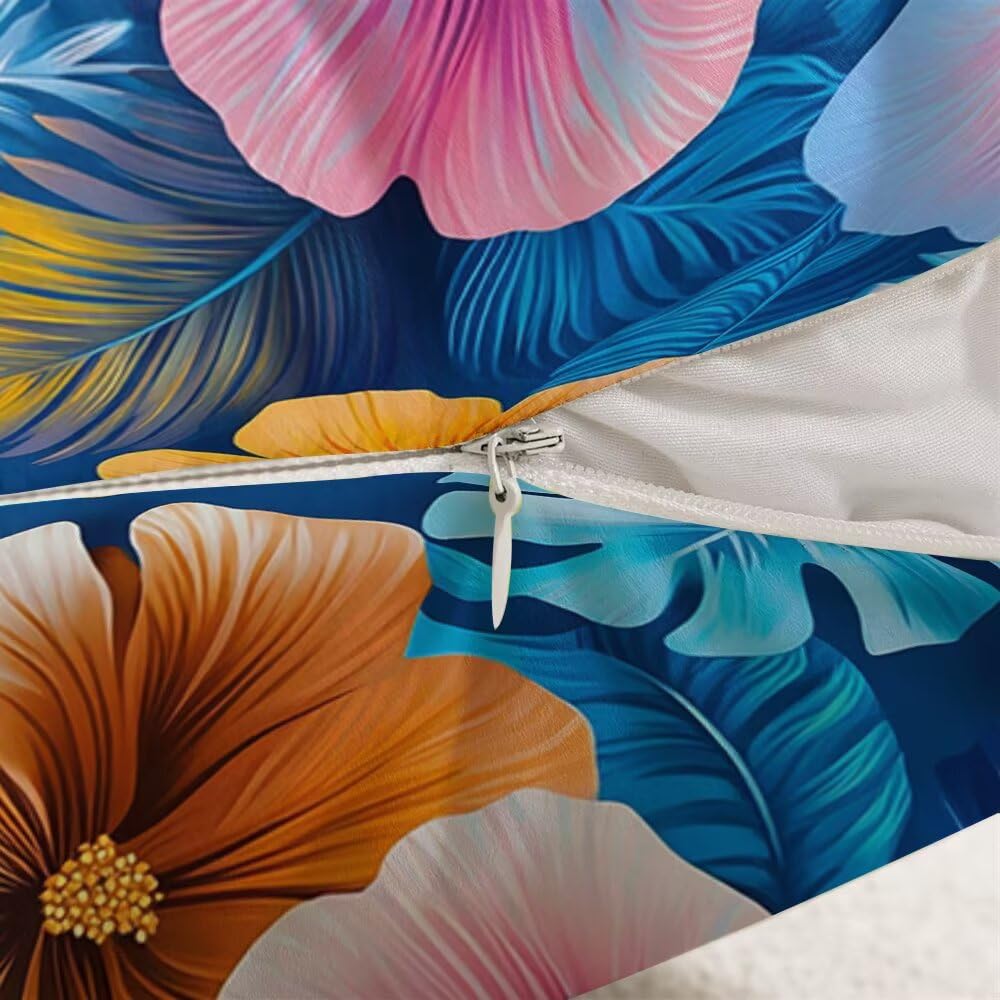 Federe Cuscini Divano 60x60 cm Federe Morbido Copricuscini Blu in Velluto, 2 Pezzi Copri Cuscini per Divano Nordico Quadrati Decorativi Federa Cuscino Fiori per Camera da Letto Soggiorno (IU67)