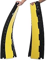 Vista 6 de CXRCY Paquete de 2 rampas protectoras de cable de goma de PVC de 3 canales, capacidad de 44000 libras, resistente a la velocidad, para manguera