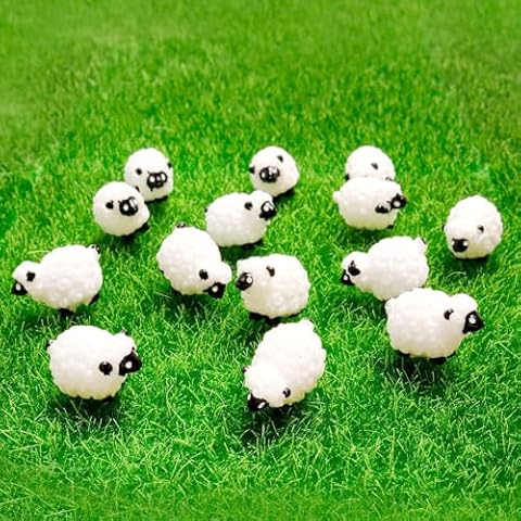 40 Pack Mini Resin Sheep Figures for Decor Cover