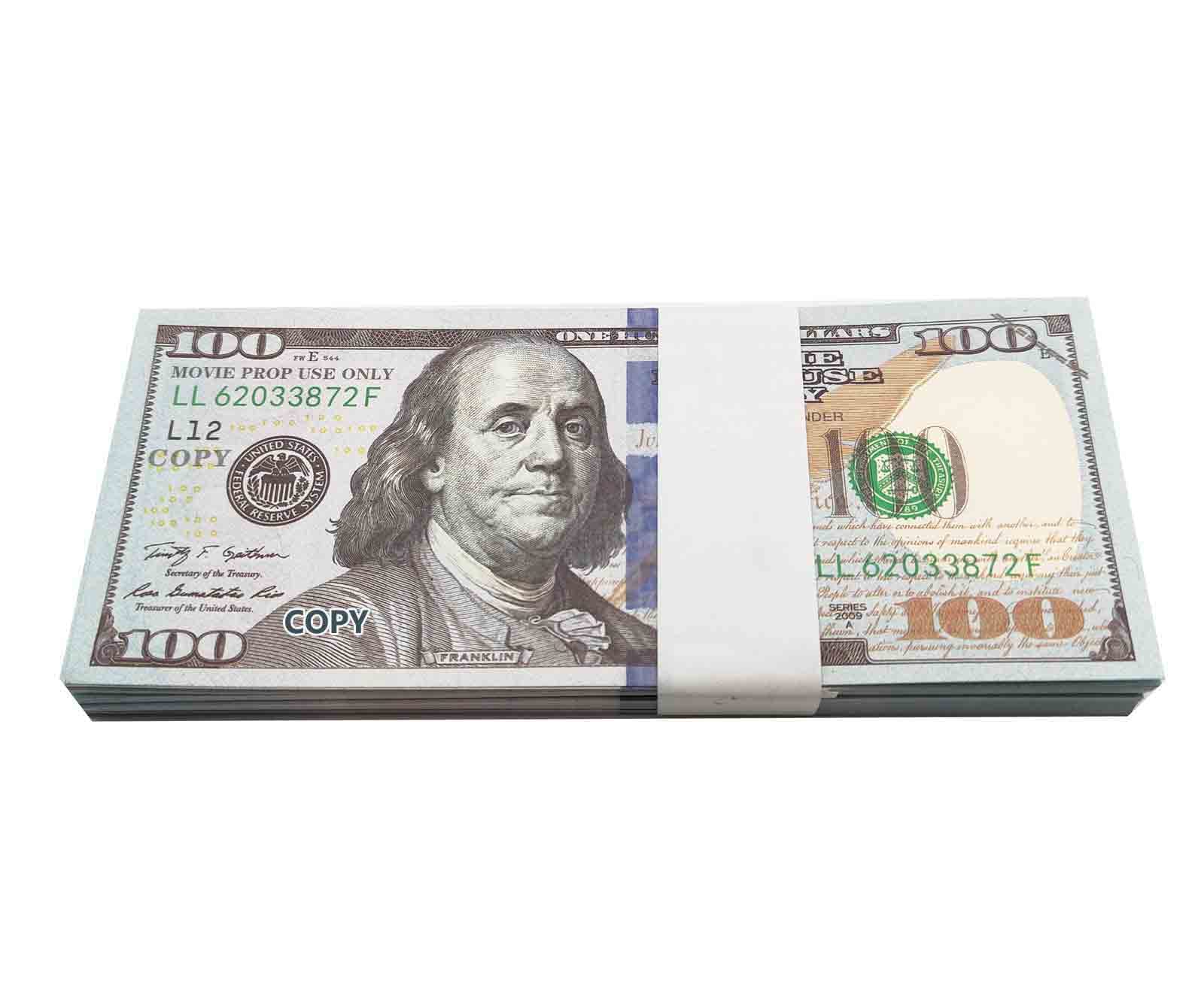 Muvopct Movie Prop Money Full Print 2 Sided,100 pcs 100 Dollar Bills