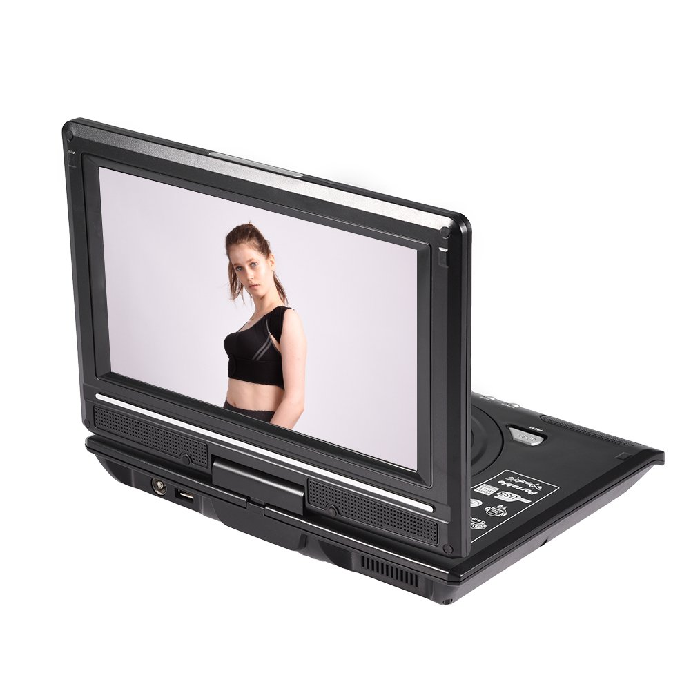 Socobeta Lettore Video Dvd Girevole LCD Portatile da 9 Pollici Widescreen Radio Gioco SD USB AV CD VCD(Spina UE)