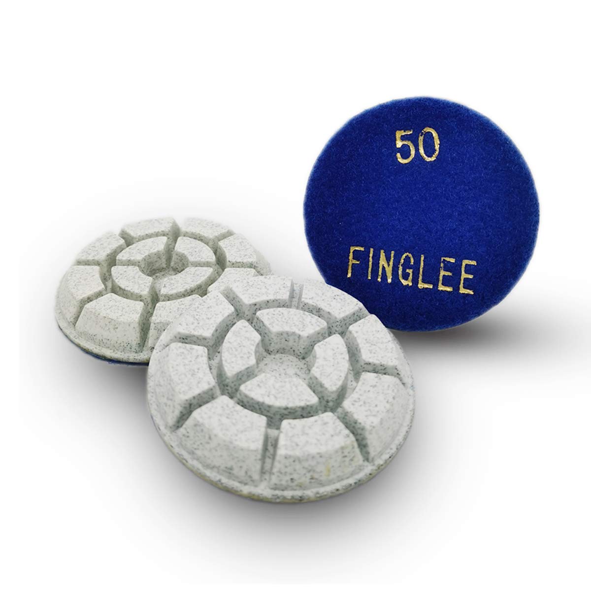 FINGLEE DT 3pcs 3inch Diamond Polishing Pads,for Granite Marble Concrete Cement Terrazzo,Floor Renovation Grinding Pads (Grit50)