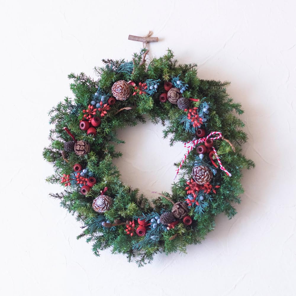 Amazon.co.jp: 上質 クリスマスリース 玄関ドア用 24cm 壁飾り