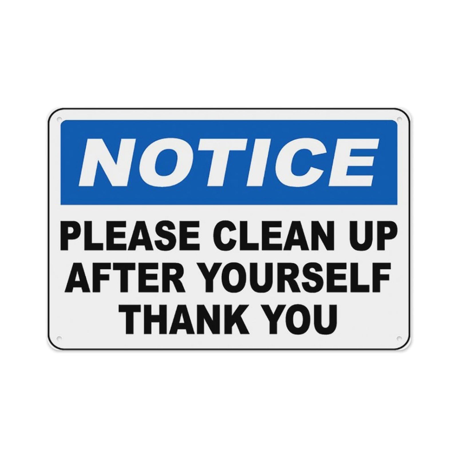 peiyeety Notice Attention PleaseUp After Yourself Sign Aluminum Tin Warning Signs For Home Outdoor Garden 12X16 Inches