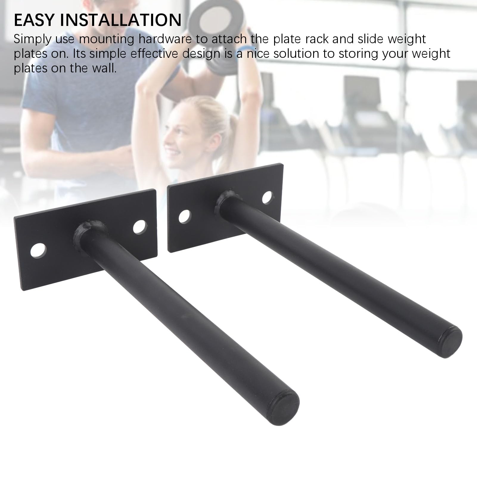 2Pcs Weight Plate Holder, Alloy Steel Wall Weight Plate Rack Wall Mounted Weight Rack Space Saving Wall Weight Storage Rack Organizer for Home Gym, Construction Diameter 1.0in
