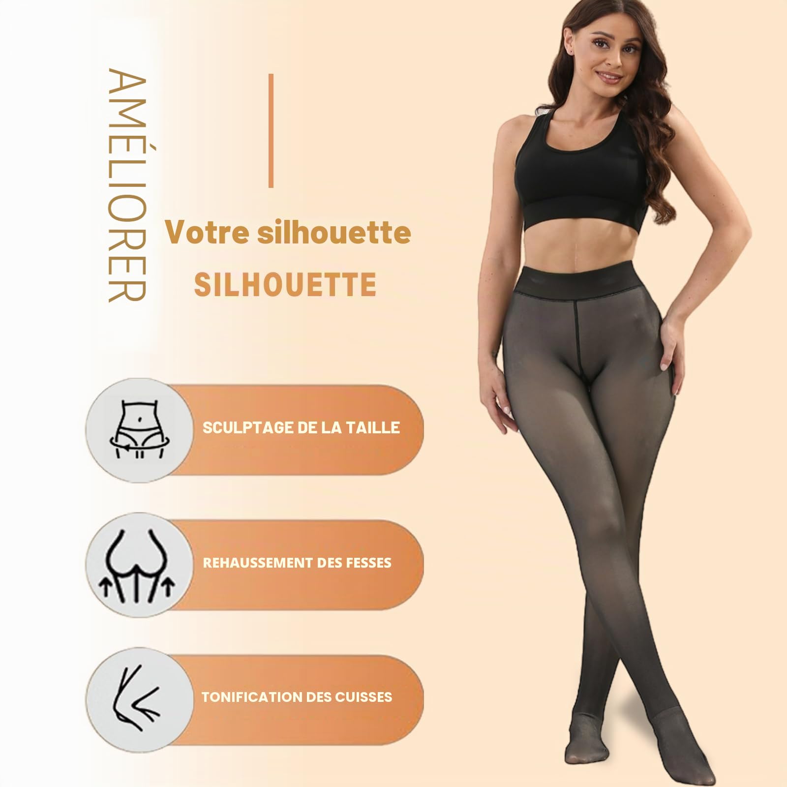 Merlvida Collant Polaire Femme Effet Transparent S-3XL - Collant Thermique Épais, Legging Chaud Femme Hiver - Collants à Taille Haute et Doublés Grande Taille