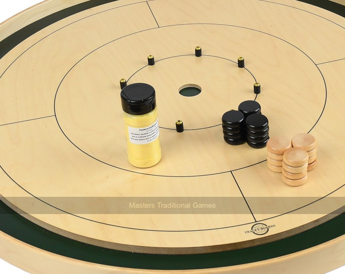 Tracey Tour Championship Crokinole Board (Masters Edition) | Official Size (31inches) - 26 Disks and Playing Wax Included - Fun tabletop Game - Disk-flicking Game