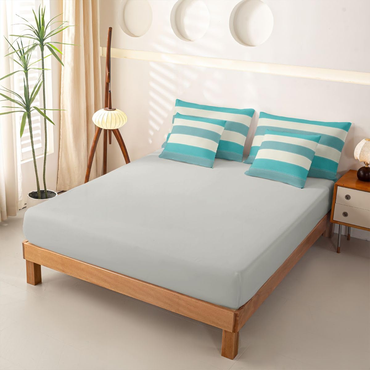 Loussiesd Juego de funda de edredón azul con sábanas, 7 piezas, tamaño King, ropa de cama en una bolsa, juego de ropa de cama para niños y niñas, decoración de dormitorio, moderno, transpirable, suave