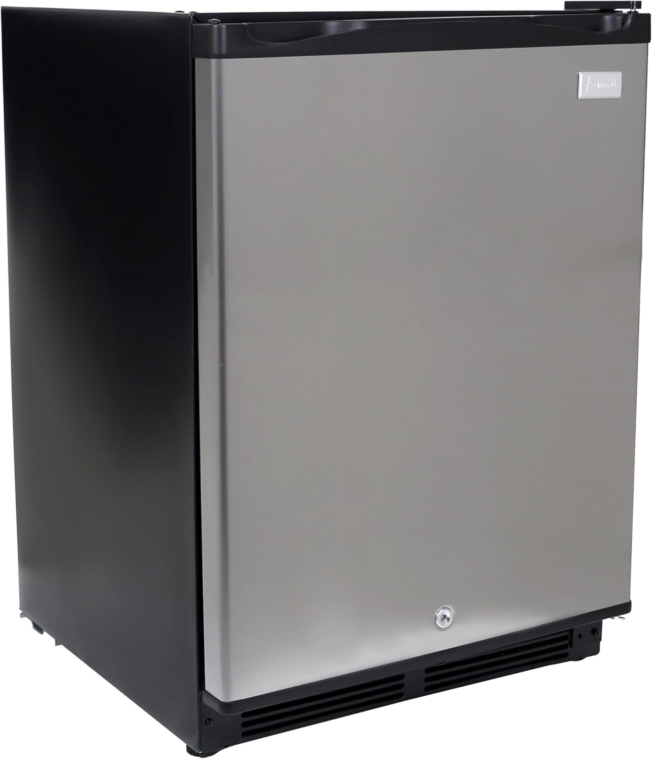 Avanti Mini Fridge Compact Refrigerator for Office or Dorm with Reversible Door with Security Lock, Adjustable Glass Shelves and Adjustable Temperature Control and Auto Defrost, 5.2-Cu.Ft., Stainless