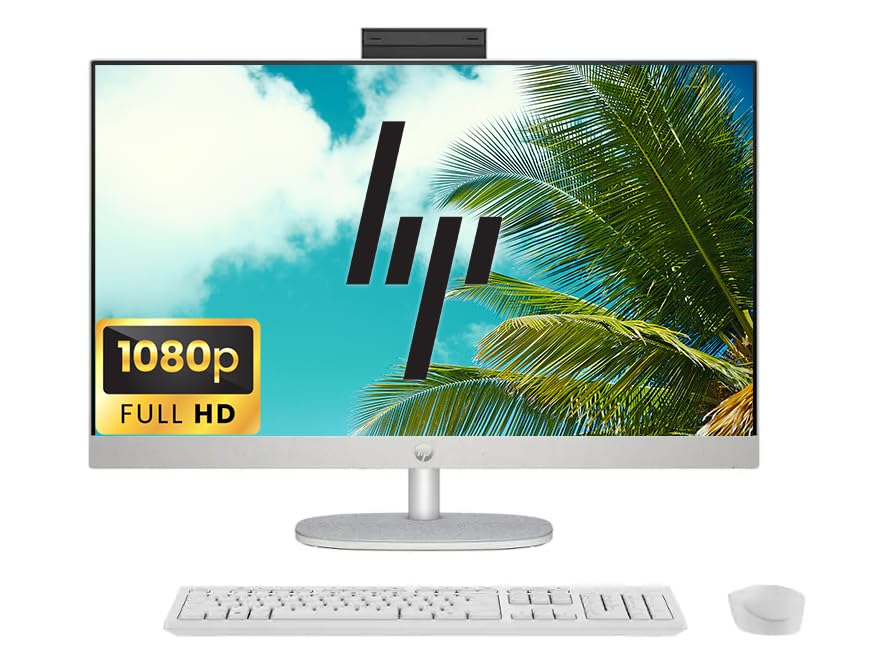 Image of Customized Desktop Computer, Created Using HP 27 inch FHD All-in-One Desktop Computer, Intel 12-Core Ultra 7 155U Processor, 8GB /16GB /32GB /64GB RAM, 256GB /512GB /1TB /2TB SSD, Windows 11, White