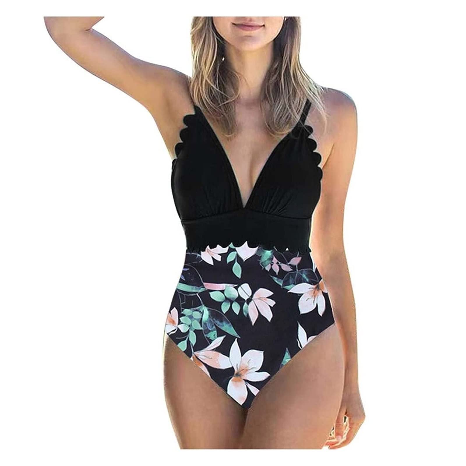 Bikini da Donna Sexy da Bagno Set Tankinis Up 1 Costume da Bagno Costumi da Bagno da Donna Sexy Stampa Push Costumi da Bagno Floreali Set di Tankini Costumi da Bagno (Color : A, Size : XXL)