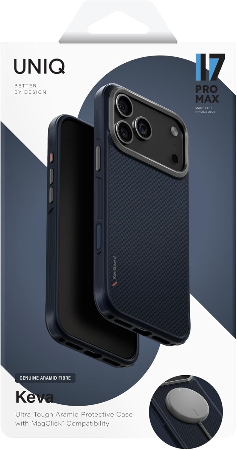 UNIQ KEVA for iPhone 17 Pro Max Case (Navy) Slim Minimalist Kevlar Phone Case