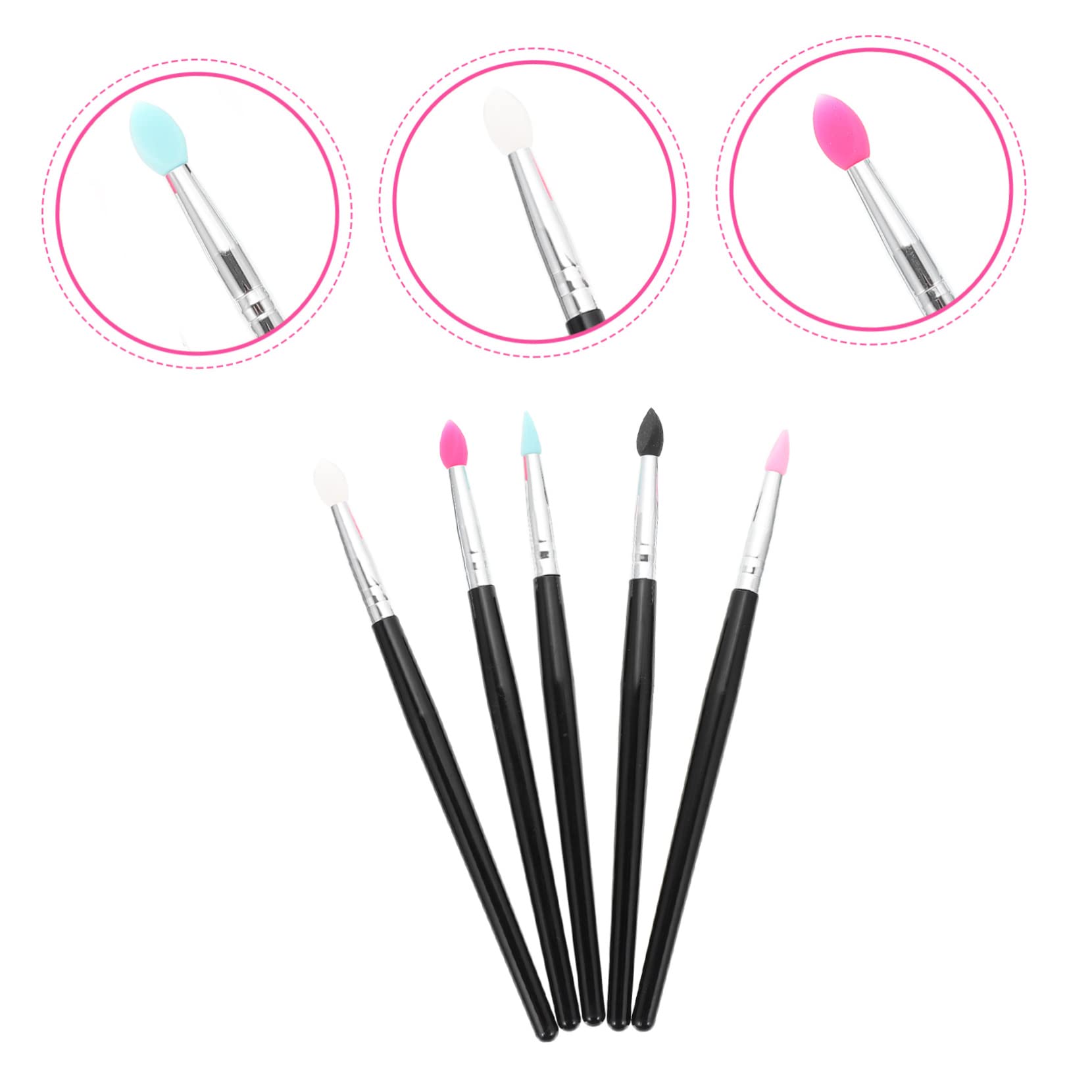 FOMIYES Set Di 5 Pennelli Per Il Trucco in Silicone Applicatore Per Rossetto E Ombretto Per Donna Facili Da Pulire Portatili Per Uso Domestico E in Salone 5 Pezzi*5