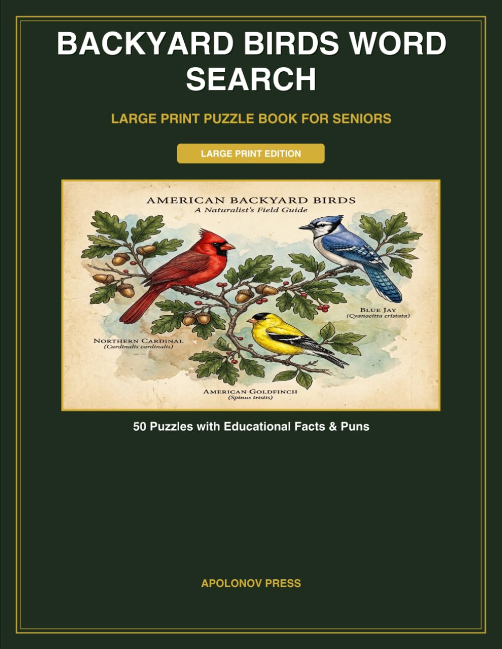 Backyard Birds Word Search Large Print Puzzle Book for Seniors: 50 Relaxing Word Search Puzzles featuring North American Birds with Educational Facts & Jokes (Backyard Birds Large Print Puzzles)