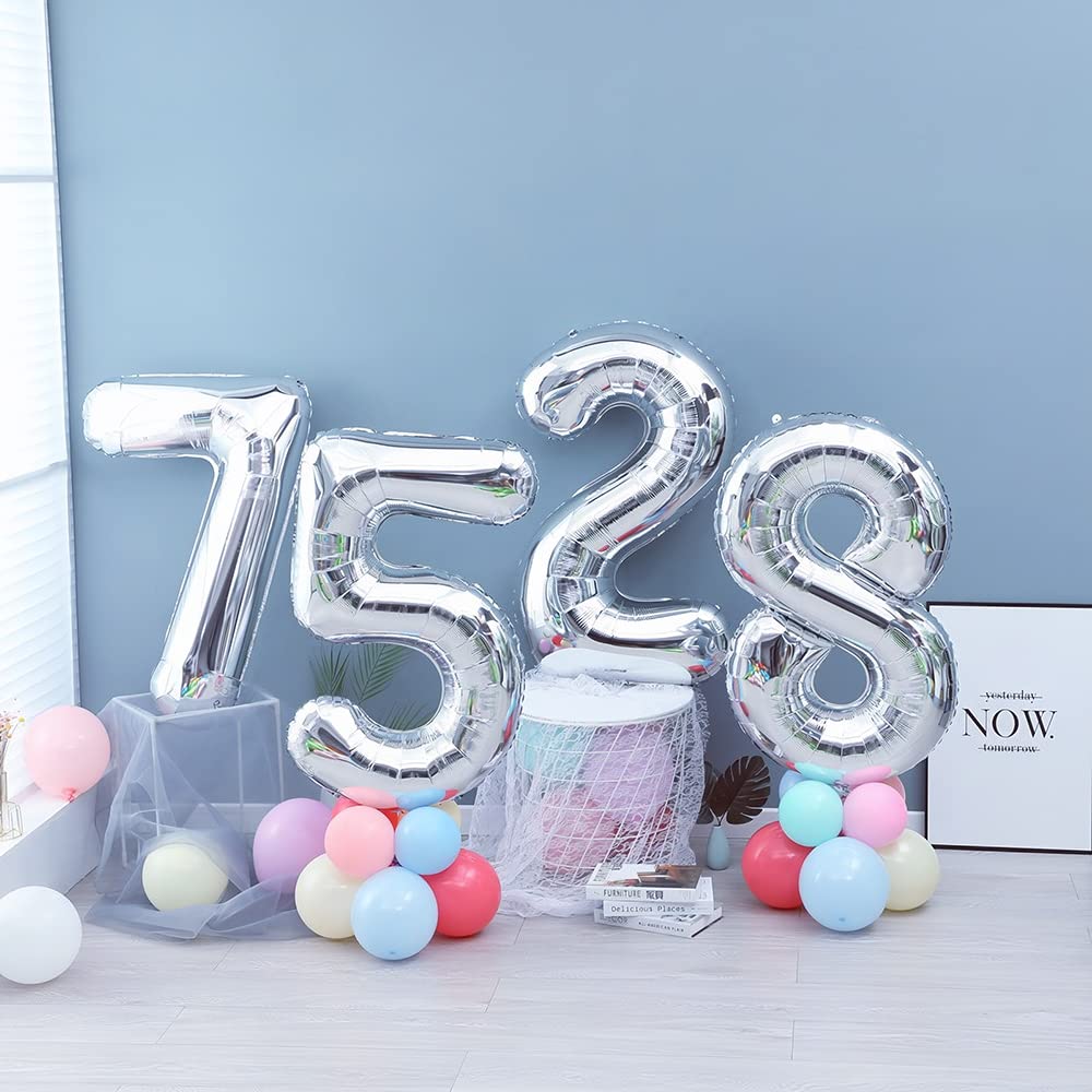 Foil Globo Número 5 Azul 40" (101cm), Inflable Helio o aire, Gigante Numeros 0-9, 10-19, 20-29, 30-100, Grande Globos Decoración para La Boda Aniversario y Cumpleaños Fiestas — view 155