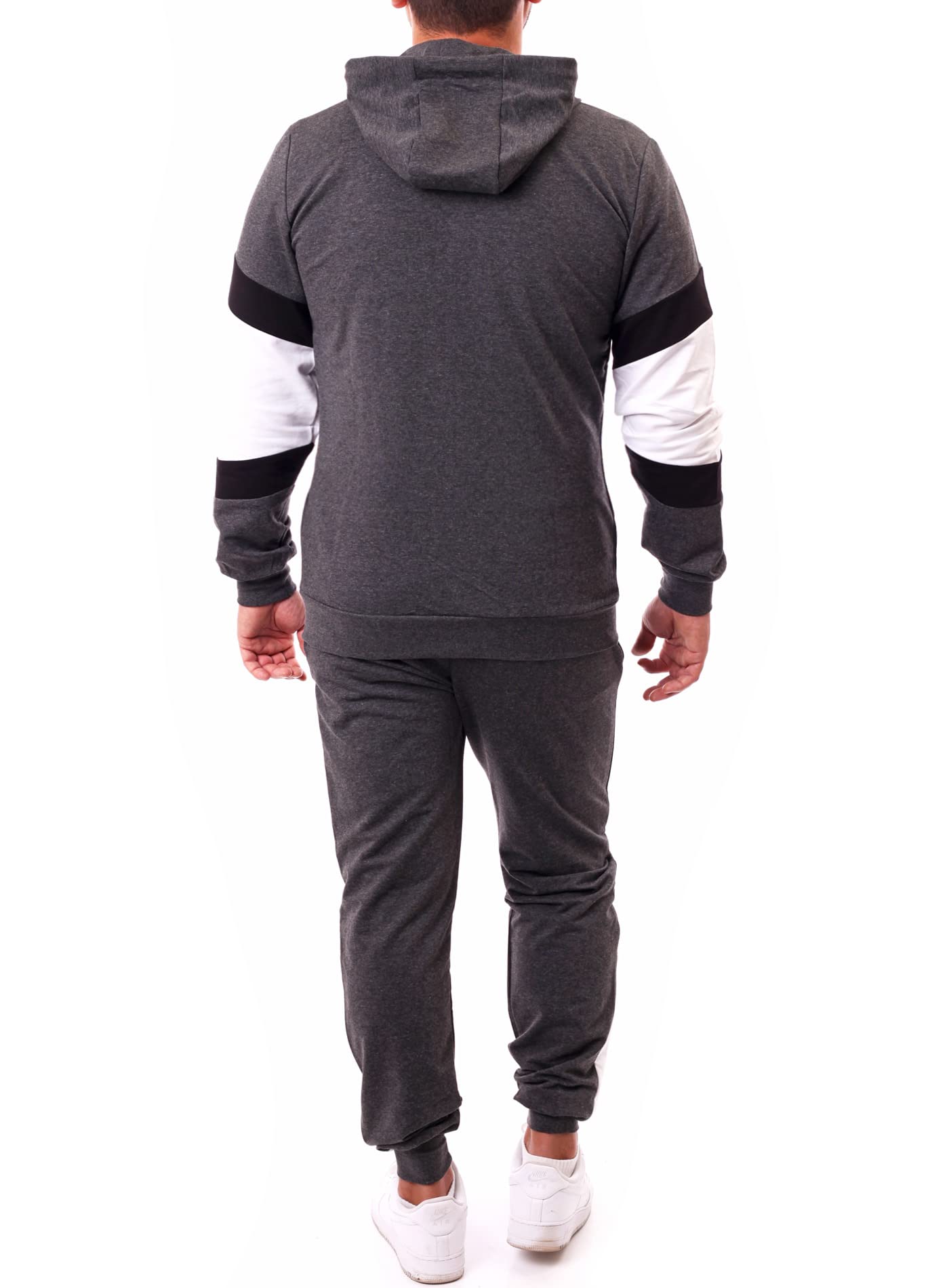 Reslad RS-5087 - Tuta sportiva da uomo, per il tempo libero, pantaloni da jogging + felpa con cappuccio con zip