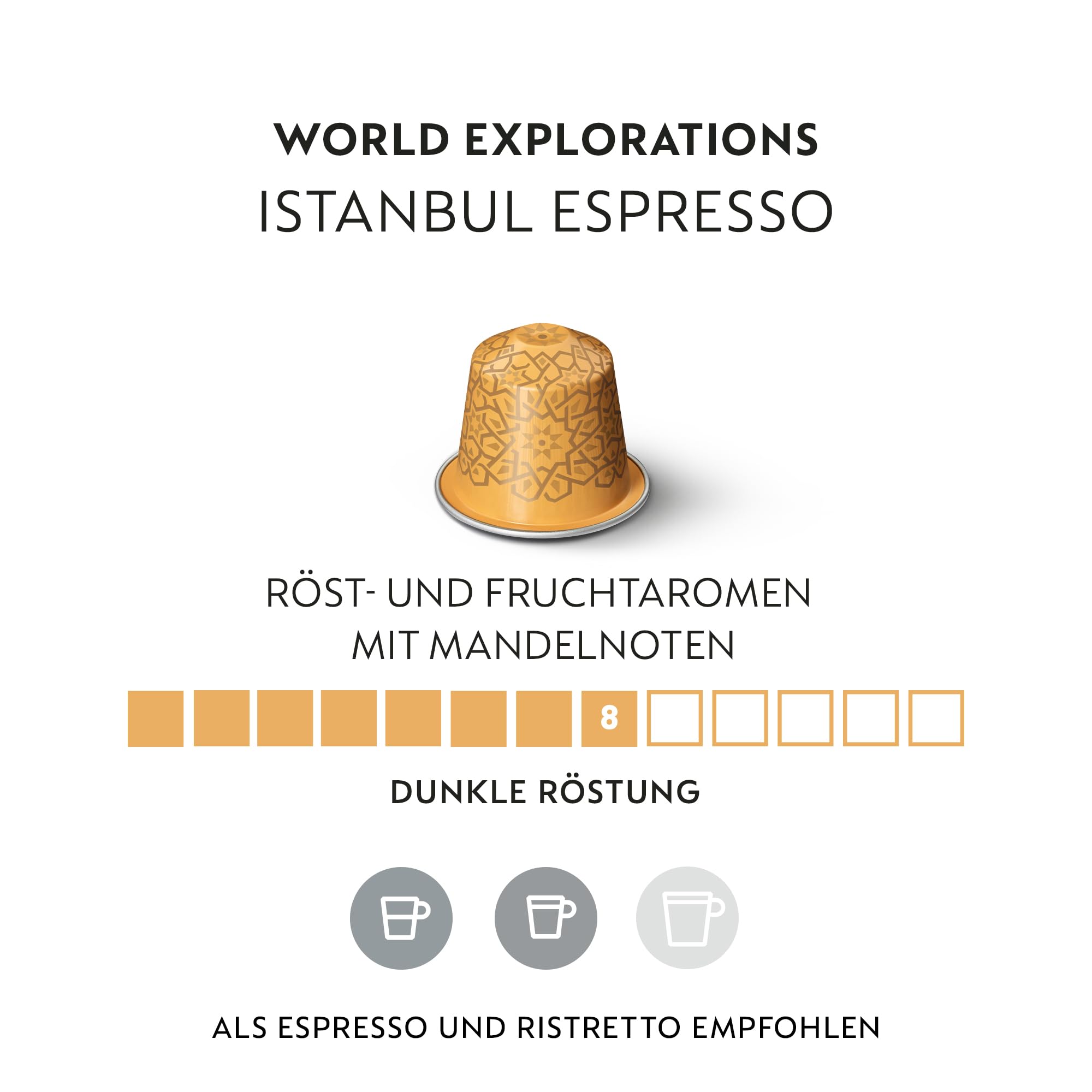 NESPRESSO ORIGINAL Istanbul 100 Kaffeekapseln | Arabica & Robusta Kaffee, Dunkle Röstung, Intensität 8, Ideal für Ristretto & Espresso