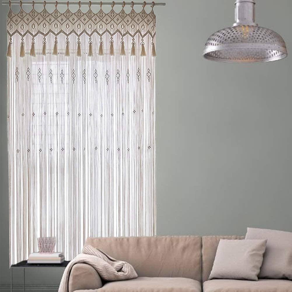 A/A Rideaux tissés en macramé, style bohème, décoration artistique bohème, décoration bohème, décoration d'intérieur bohème, rideau en macramé pour porte de fenêtre, 61 x 80 cm (L x l