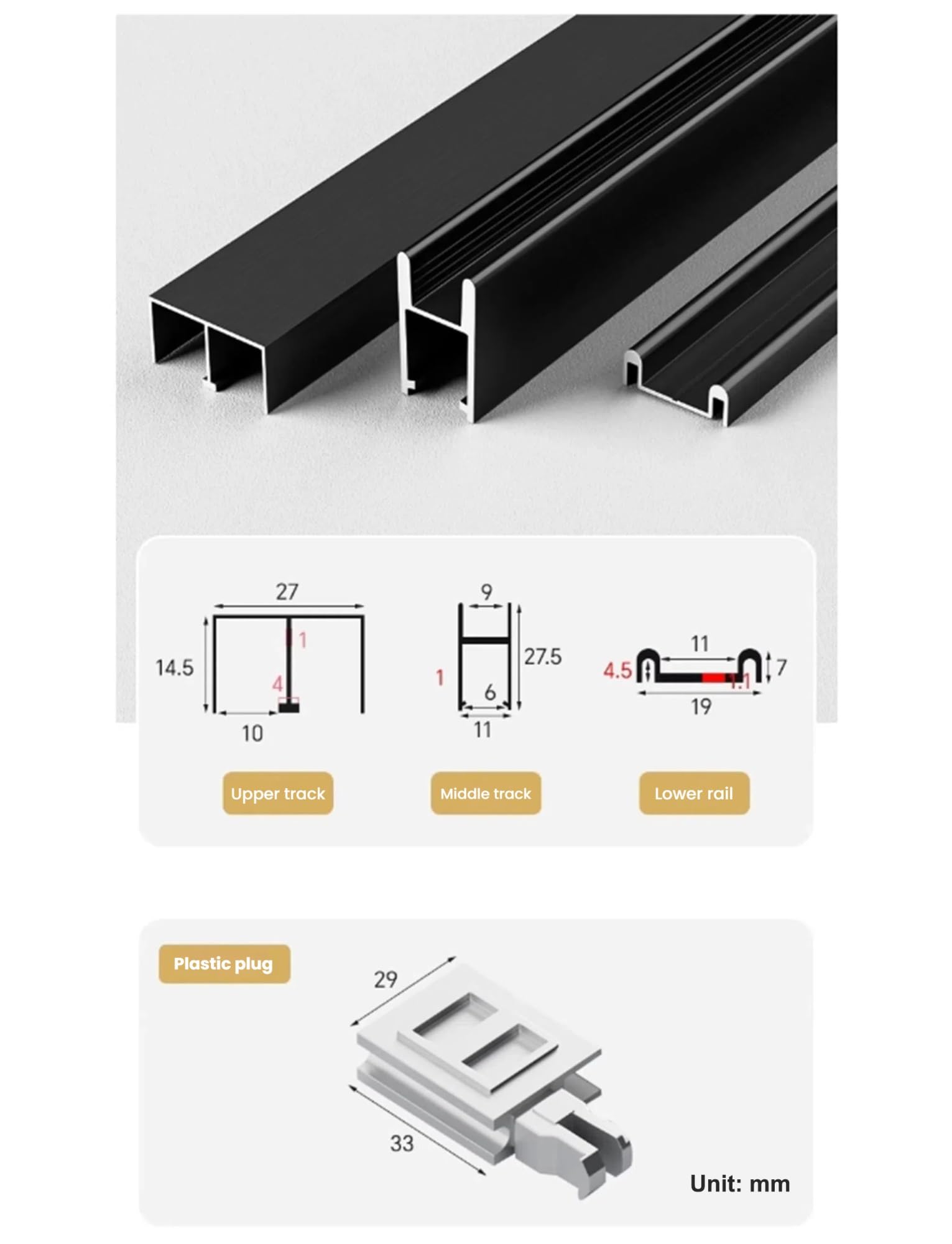 Szampański zestaw szyn do drzwi przesuwnych 80 cm do 8 mm, cichy, aluminiowy design, idealny do ekspozycji prezentacyjnych, płynny system przesuwny, łatwy montaż
