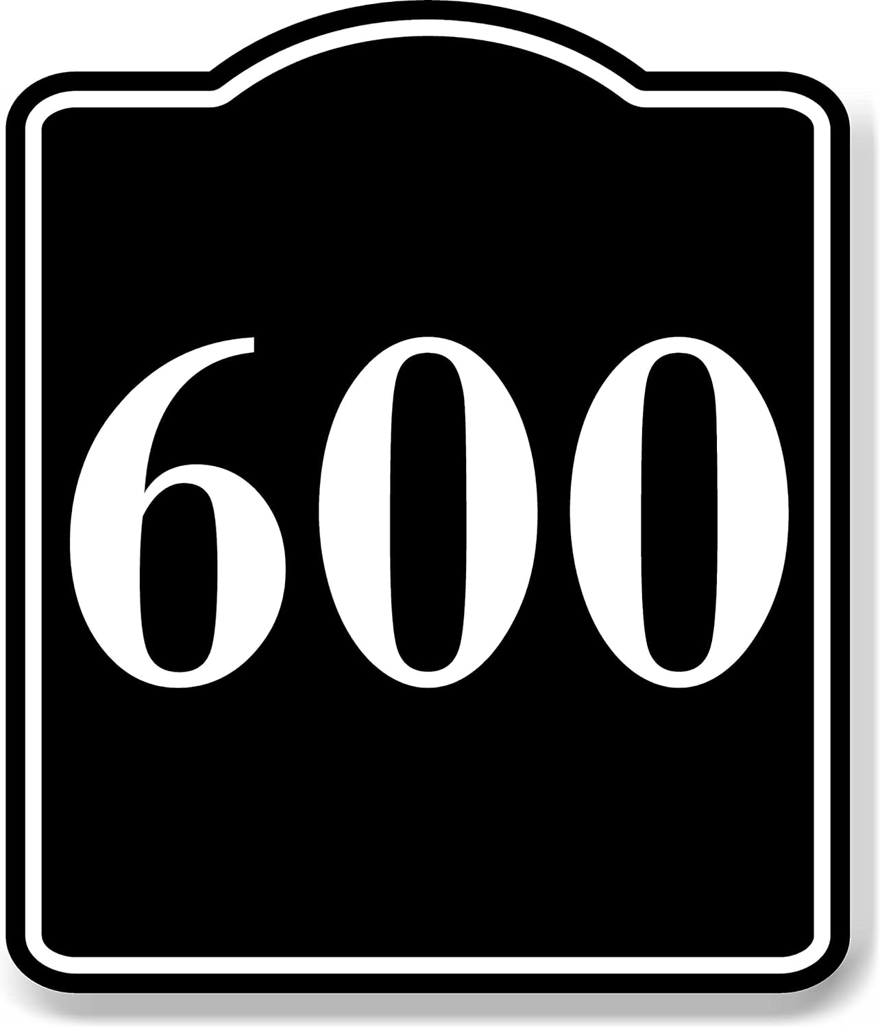 600 Bay Garage Door Plate Field Lane Gate Number BLACK Aluminum Composite Sign, 15x18