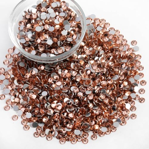 Image of Beadsland Flat Back Crystal Rhinestones Bulk, Light Peach, SS20, 14400pcs | Flatback Glass Gems for Nails Crafts Clothes DIY Decoration, Glue Fix, 4.6-4.8mm.Champagne