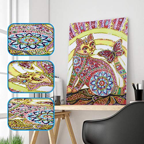 Amersin DIY 5D Special Shaped Diamond Painting by Number Kits, Full Drill Rhinestone Embroidery Cross Stitch Pictures for Christmas Home Decor (Cat 1)