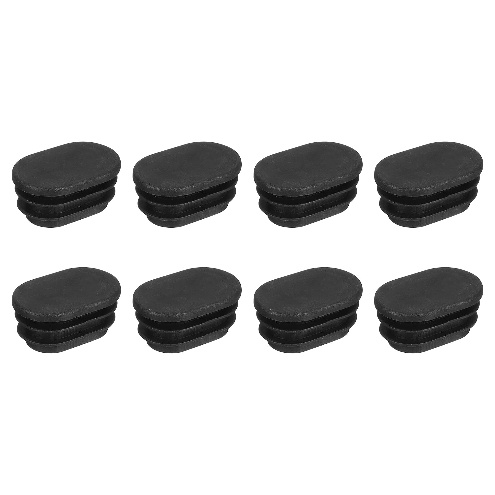 sourcing map 8Pcs Oval Plastic Hole Plug, 1.18" x 0.79" Rubber End Caps Pipe Tube Inserts End Blanking for Chair Legs Metal Pipe Post Furniture, Black