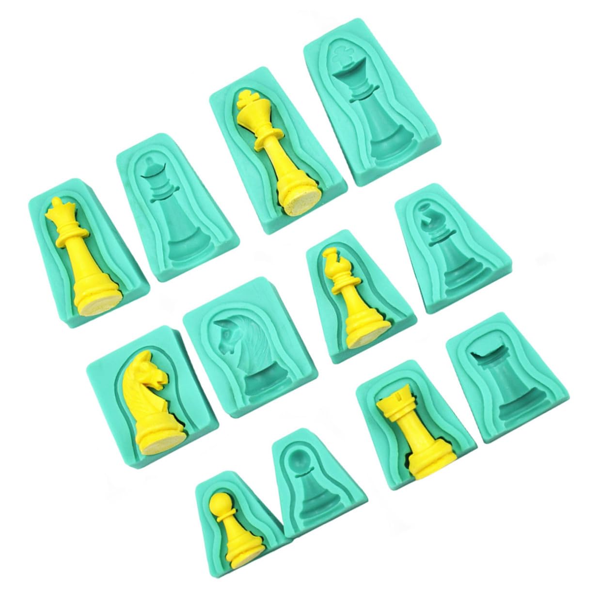 Molde de Silicona para Pastel de Ajedrez, 12 Piezas Verde | Chocolate y Fondant, Diseño Creativo para Repostería Diy, Fácil de Limpiar y Seguro
