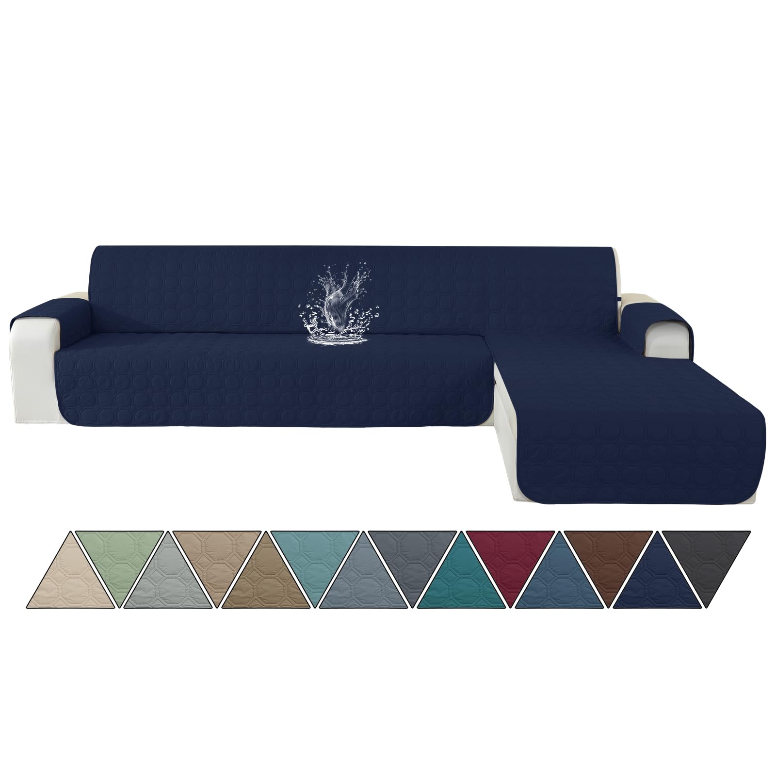 Ystyle Copridivano Impermeabile con Penisola 3 Posti (L 255 CM), Copridivano Angolare Destra/Sinistra Universale Reversibile, Copridivano Chaise longue Antigraffio Antimacchia, Blu Scuro