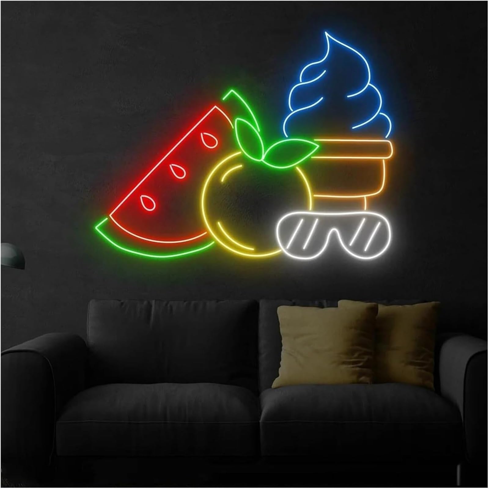 Lampe Néon D'Ambiance Apaisante Lampe Enseigne Au Néon pour Glaces, Pastèque, Citron, Magasin De, Décoration Murale, Lampes