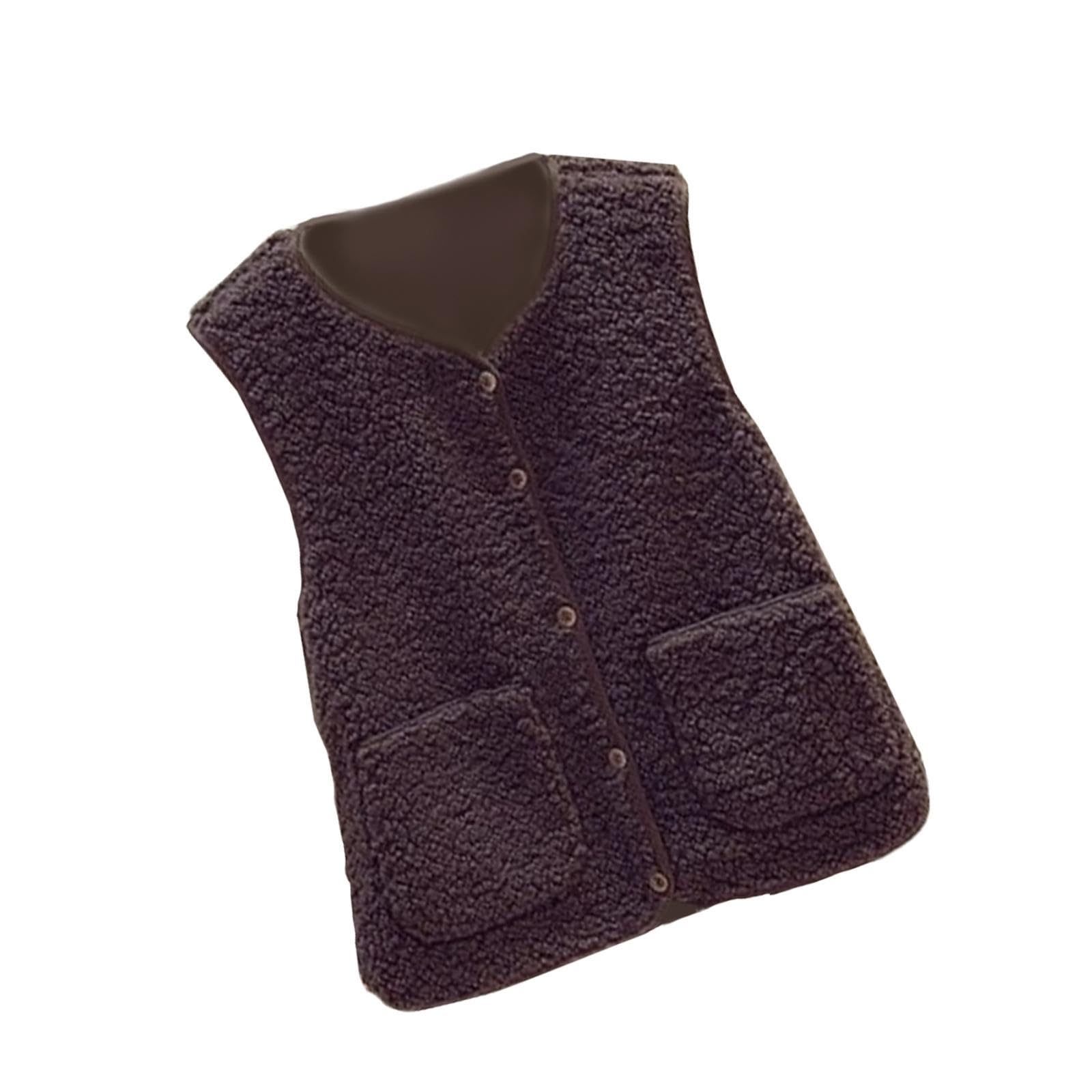 myaddiction Womens Fleece Vest Soft Comfortable Warm Sleeveless for Autumn Spring Coffee-picture-31
