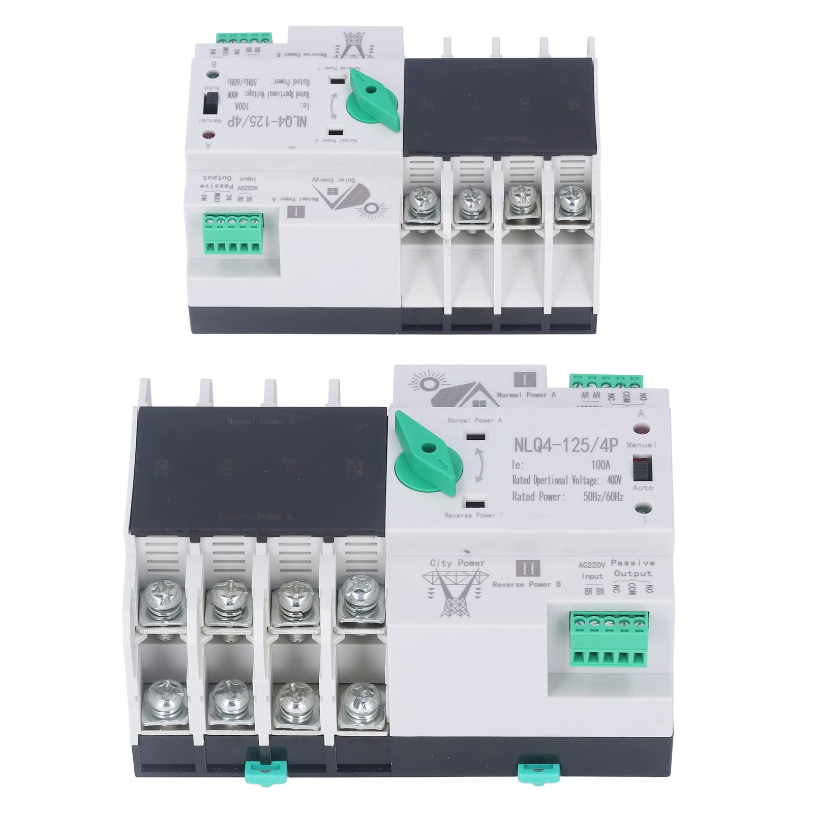Dual Power Automatischer Transferschalter, 100A 220V 4P ATS Notstrom Umschalter Netzumschalter Automatisch Notstromumschalter Automatischer Übertragungsschalter Umschalter Netz Notstrom